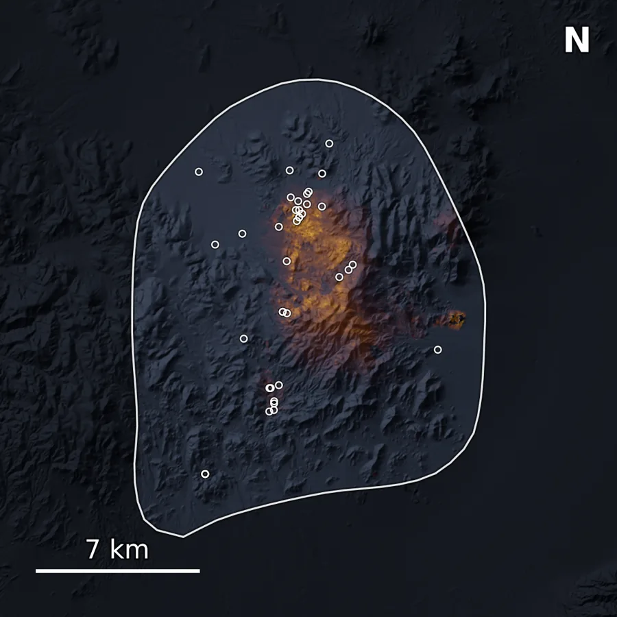 Ranked prospectivity surface for the Gilbert district, with known gold occurrences overlaid.