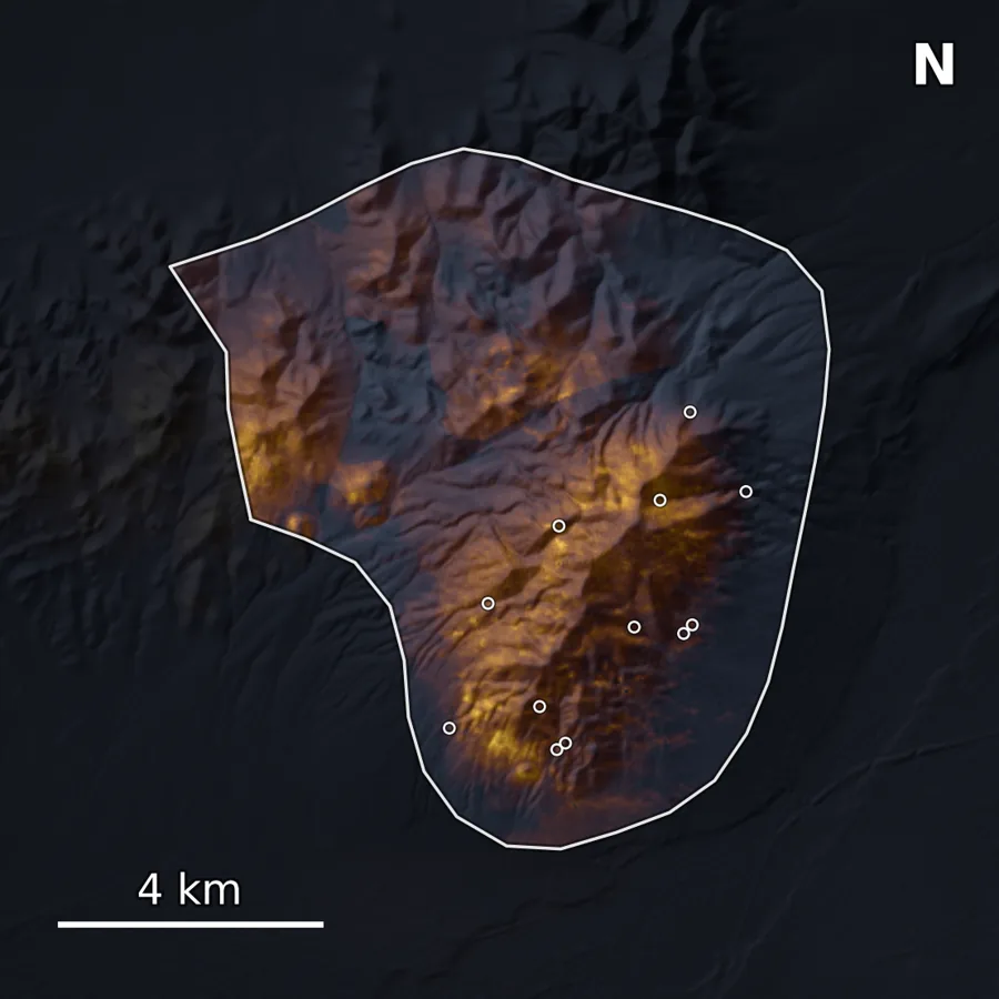 Ranked prospectivity surface for the Winnemucca district, with known gold occurrences overlaid.